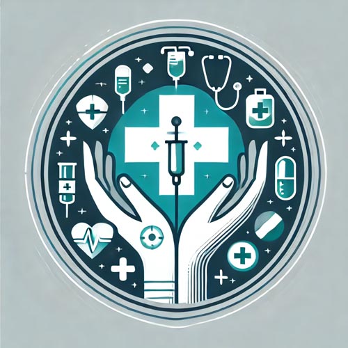 Icon for Skilled Nursing services at Reliant Healthcare Coeur d'Alene, featuring a graphic of a medical cross and stethoscope, representing professional healthcare and nursing support.