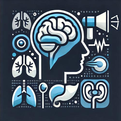 Icon for Speech Therapy services at Reliant Healthcare Coeur d'Alene, depicting a stylized speech bubble and sound waves, representing communication enhancement and therapeutic support.